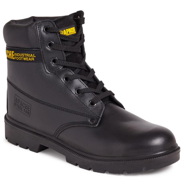 Black-Leather-Water-Resistant-Safety-Boot-With-Mid-Sole---S3-SRA---Size-10